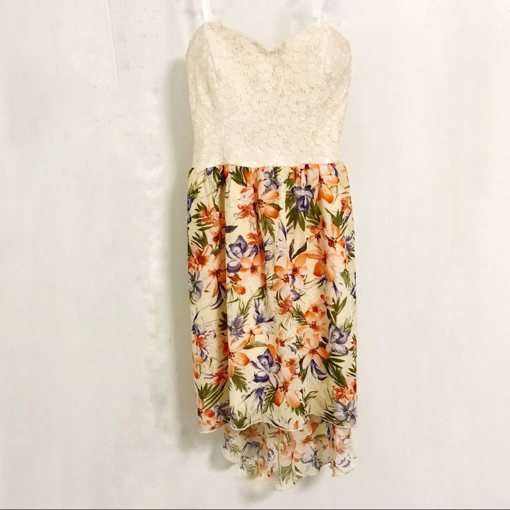 Heart Neckline Floral Dress